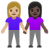 👩🏼‍🤝‍👩🏿 women holding hands: medium-light skin tone, dark skin tone display on Google